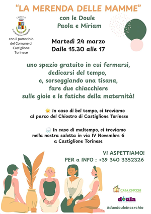 "La merenda delle mamme" organizzata da Casa Chicchi Aps